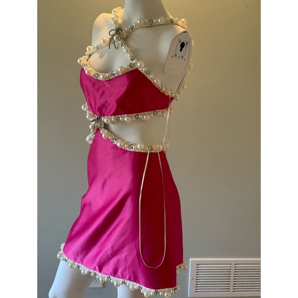 PatBO Hand-Beaded Satin Minidress - Picture 5 of 7